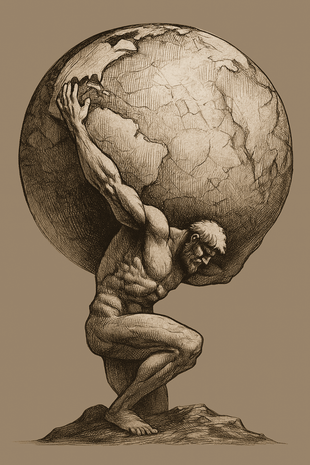 Atlas carrying the world on his shoulders